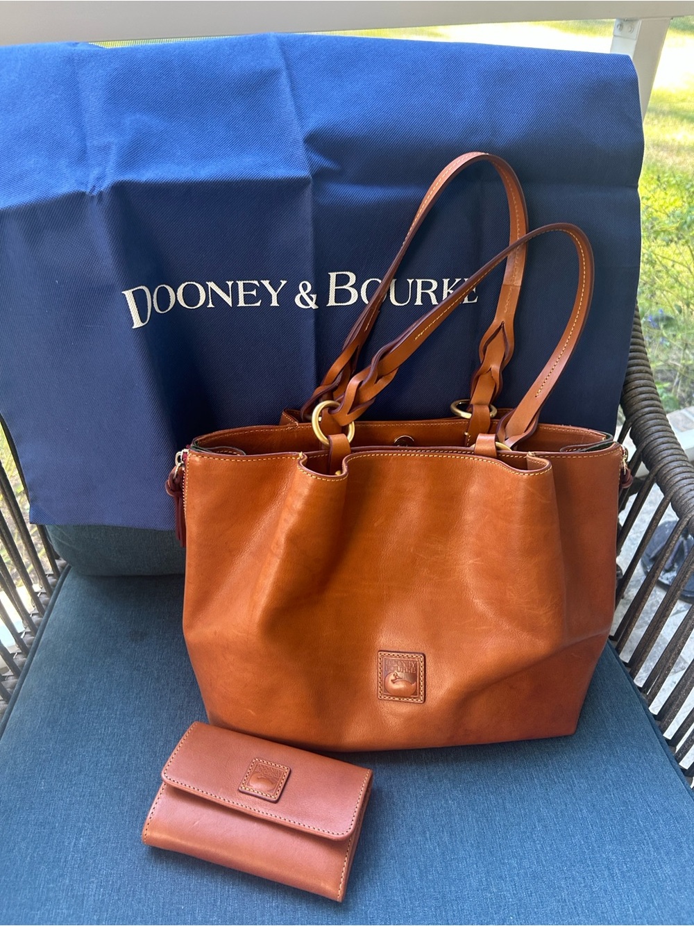 Dooney & Bourke Tan Leather Shoulder Tote with Matching Wallet